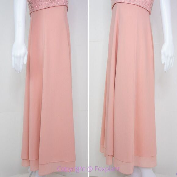 Maggy London vintage pink fake two-piece maxi dress with pearl floral, 6 - Picture 8 of 16